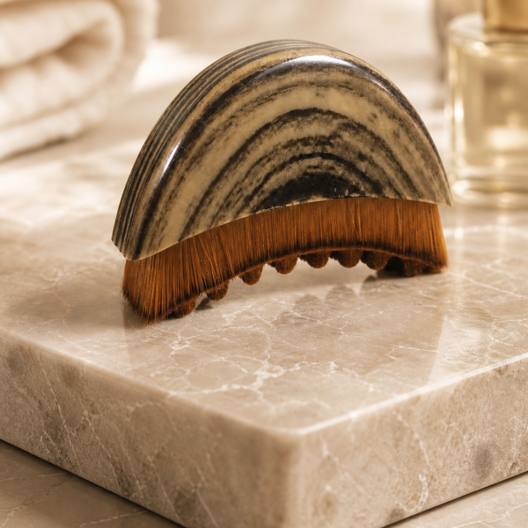 Sacred Glow Radiance Ritual Facial Brush for gentle facial massage, lymphatic drainage and skincare application.