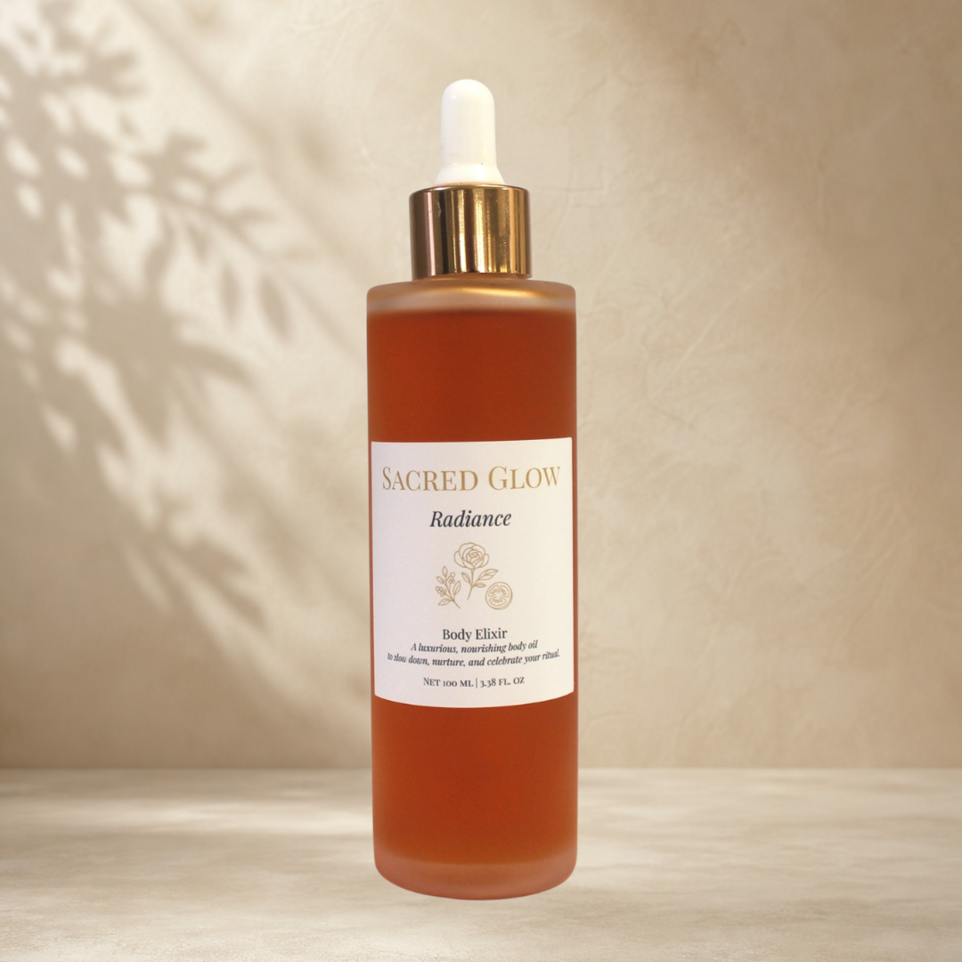 Sacred Glow Radiance Body Elixir 100ml luxury body oil with nourishing Australian botanical ingredients.